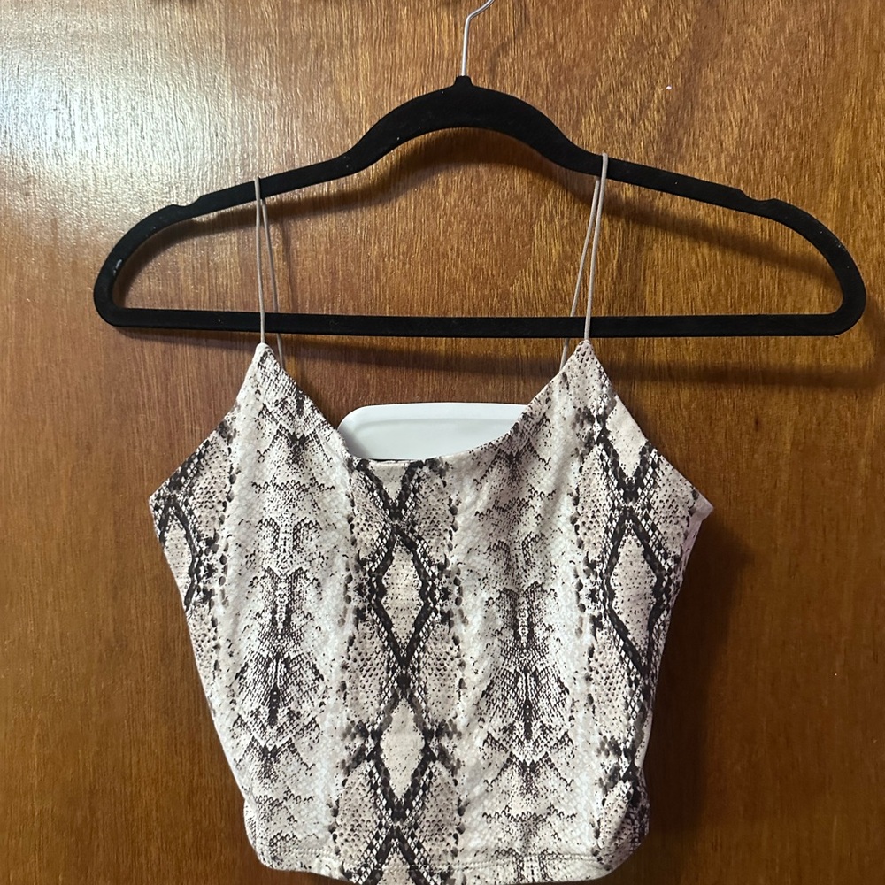 Garage Beige and Black Snake Print Tank Top
